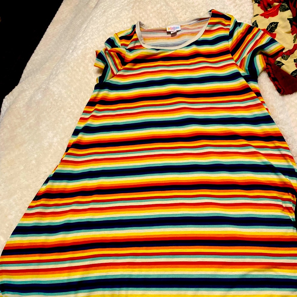 Lularoe Carly dress rainbow color!